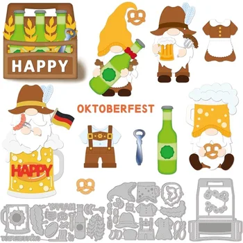 3Set 35Pcs Oktoberfest Gnome Rezanie Zomrie pre DIY Scrapbooking Kovové Trpaslík Die Kusy Razba Šablóny Šablóny pre Papierové Karty