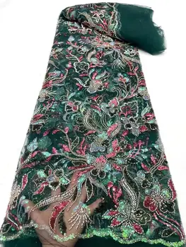 Africké Čipky Textílie SYJ-1228856 Vysokej Kvality Flitrami korálky Čipky, Výšivky francúzskej Čipky Textílie Pre Nigérijský Strany
