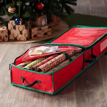 Extra širokým Roll Úložné Riešenie, Kapacita Vianočný Baliaci Papier Skladovanie Taška s Trvanlivé Rukoväť Flexibilné na Páse s nástrojmi