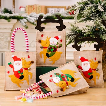 Vianočné Vrecoviny Tote Bag 19x16cm Vianočné Cukrovinky, Darček Taška Vianočné Dovolenku Dekorácie Santa Claus Opakovane Vianočný Večierok Taška