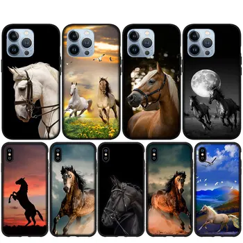 Wild Horse Zvierat Kryt Telefónu Puzdro pre iPhone 15 14 13 12 Mini 11 Pro X XR XS Max 8 7 Plus + 15+ Soft Prípade